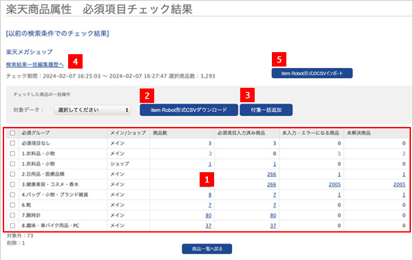 必須項目チェック結果